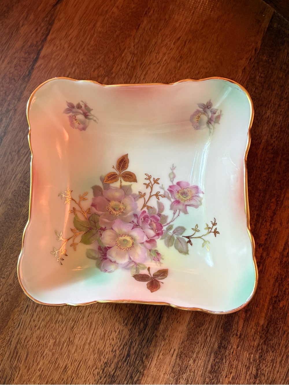 Vintage Schumann Arzberg Bavaria Floral Trinket Dish Bowl 5” Gold Trim